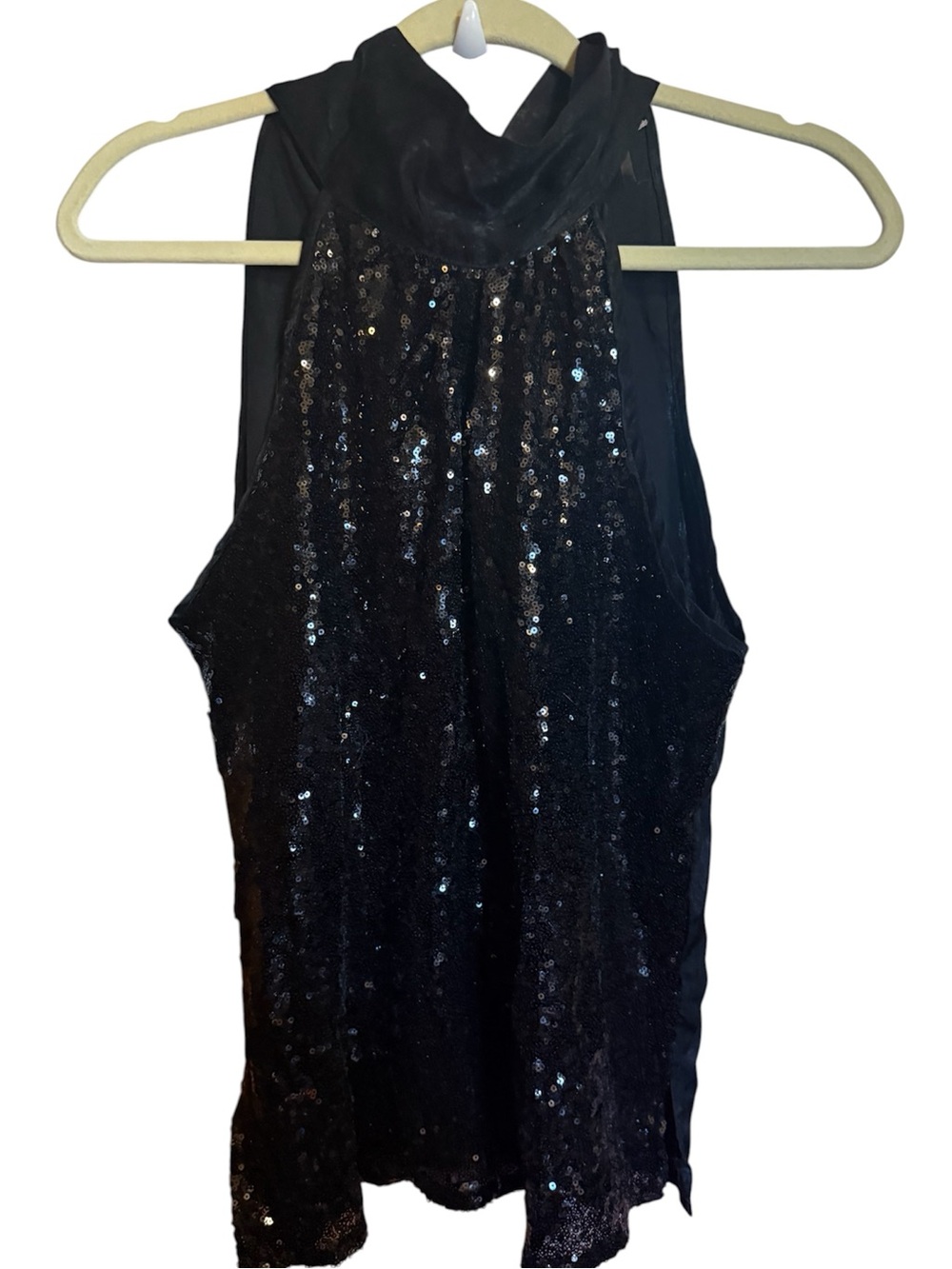 ANDREE BY UNIT Black Sequin Halter Tank Top